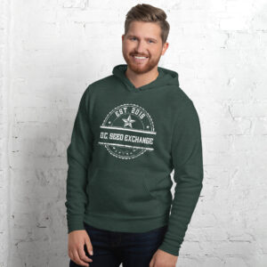 D.C Seed Exchange EST 2015 Unisex hoodie with White Logo - Heather Forest, M