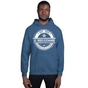D.C. Seed Exchange 10-Year Anniversary Unisex Hoodie - Indigo Blue, L