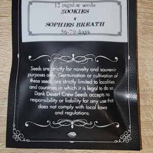 Dark Desert Crew Seeds Zophies Cookies F1 12 Regular Seeds